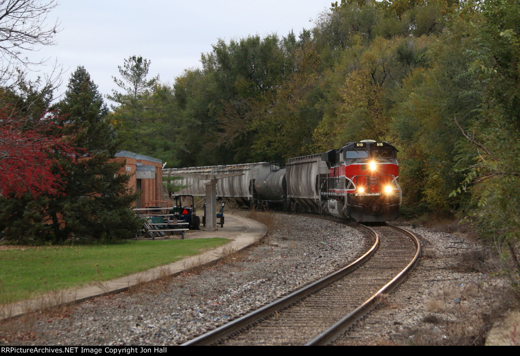 Now apparently used by the local parks department, the newer RI depot watched the passage of another train